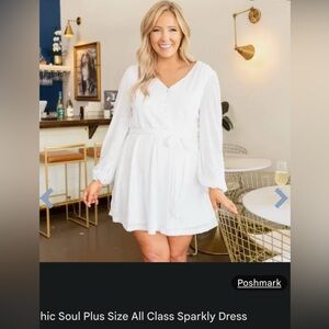 Chic Soul “All Class” White Long Sleeve Bishop dress.